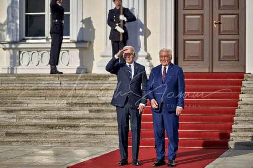 Ankunft am Schloss Bellevue anlässlich des Besuches von  Präsidenten der Vereinigten Staaten von Amerika, Joseph R. Biden - Schloss Bellevue in Berlin / Berlin / Deutschland am 18.10.24