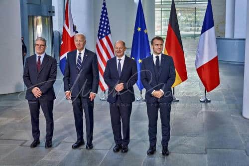 Familienfoto anlässlich des Besuches von  Präsidenten der Vereinigten Staaten von Amerika, Joseph R. Biden - Bundeskanzleramt in Berlin / Berlin / Deutschland am 18.10.24