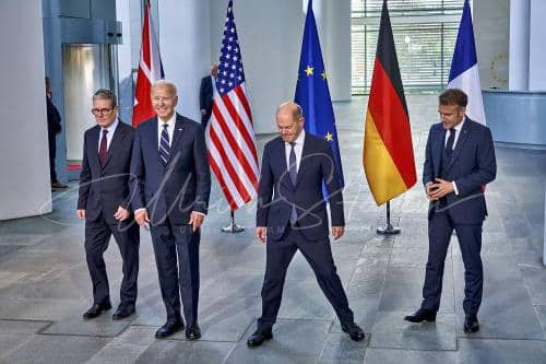 Familienfoto anlässlich des Besuches von  Präsidenten der Vereinigten Staaten von Amerika, Joseph R. Biden - Bundeskanzleramt in Berlin / Berlin / Deutschland am 18.10.24 © Ulrich Stamm